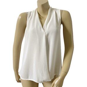 CHARLOTTE RUSSE Womens Size Medium Off White Sleeveless Pleated V Neck Shirt
